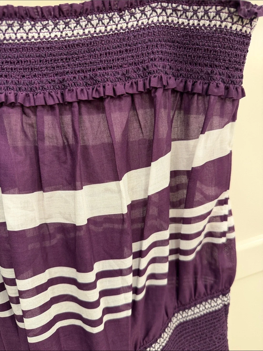 Tory Burch Purple and White Striped Maxi Dress with Tie Straps